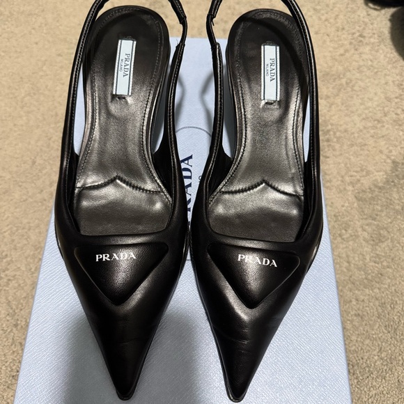 Prada Padded Leather Slingback Pumps Heels - Picture 1 of 16